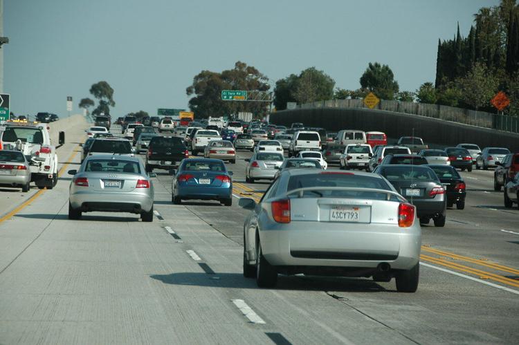 Cars traveling on freeway